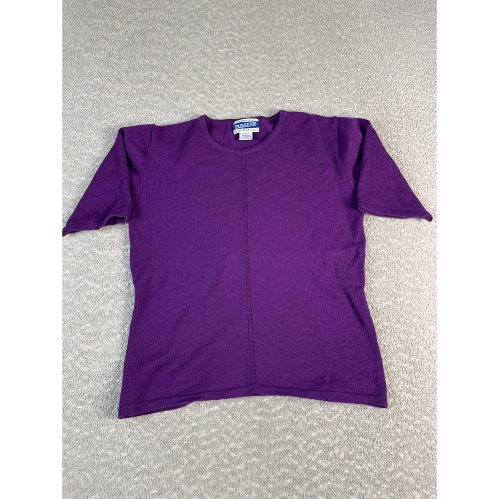 Vintage Pendleton Sweater Womens Small Purple 100% Wool Crewneck‎ Short Sleeve